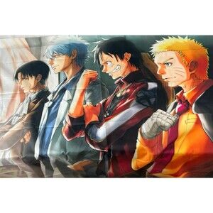 Anime Collage Poster Niauto Uzumaki Monkey D. Luffy Lev Ackerman Ginteoki Sakata